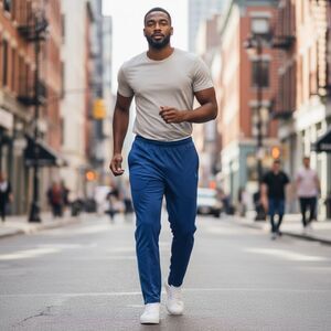 King Size Jogger Pants Men 4XLT  Blue Pockets Stretch Athleisure 48W 33I